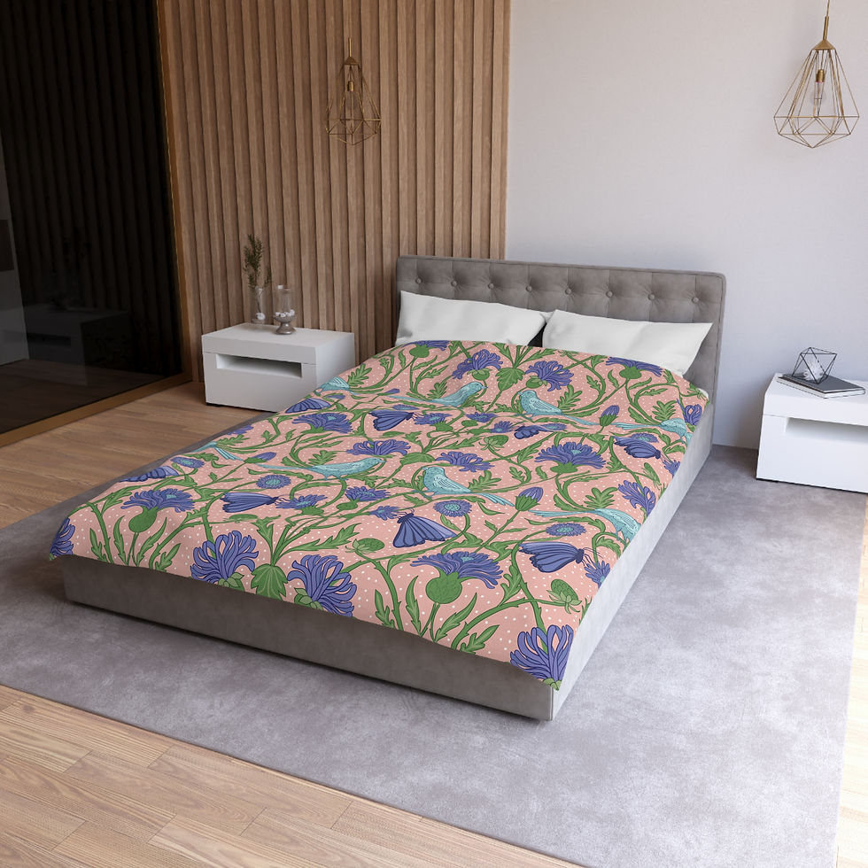 Thumbnail: Floral Paradise Microfiber Duvet Cover - Nature-Inspired Bedding 