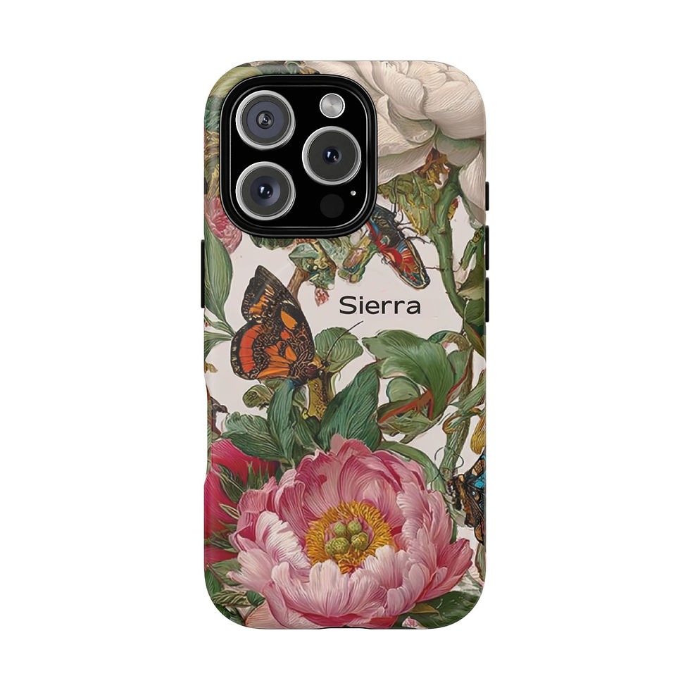 Thumbnail: Floral Butterfly Tough Magnetic Phone Case — Custom Name Option (e.g., Sierra)