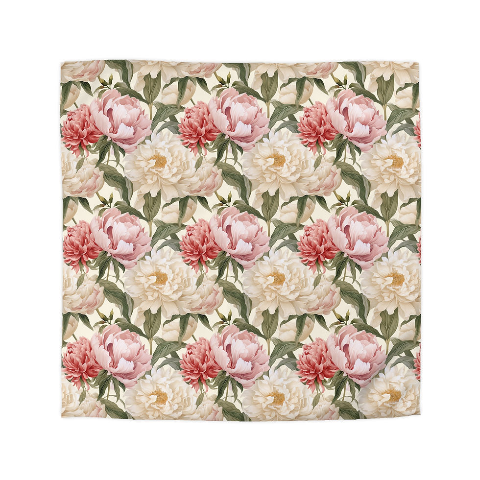 Thumbnail: Duvet Cover - Soft Pink Peony Garden Design