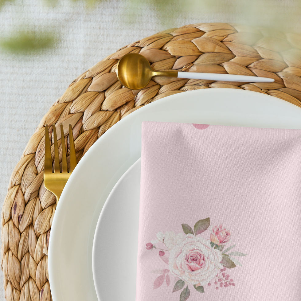 Thumbnail: Pink Rose Garden Cloth napkin set
