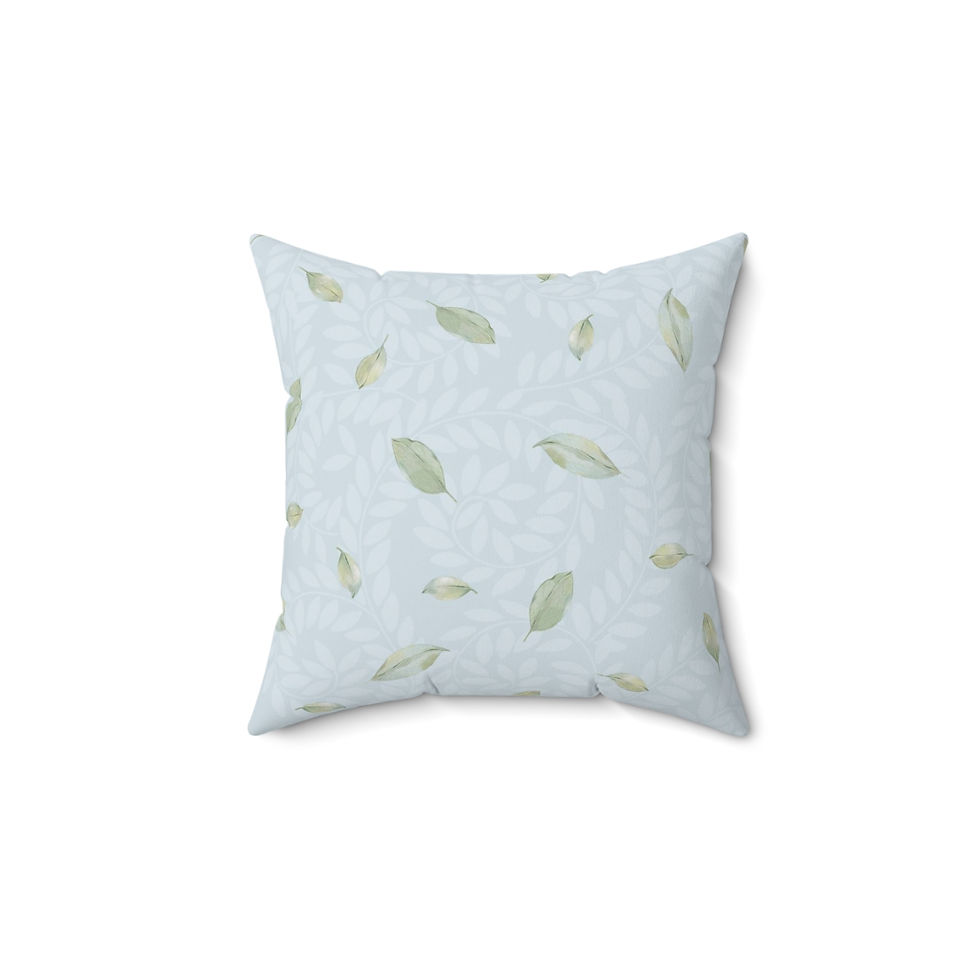 Thumbnail: Lovely Leaves (blue) Spun Polyester Square Pillow
