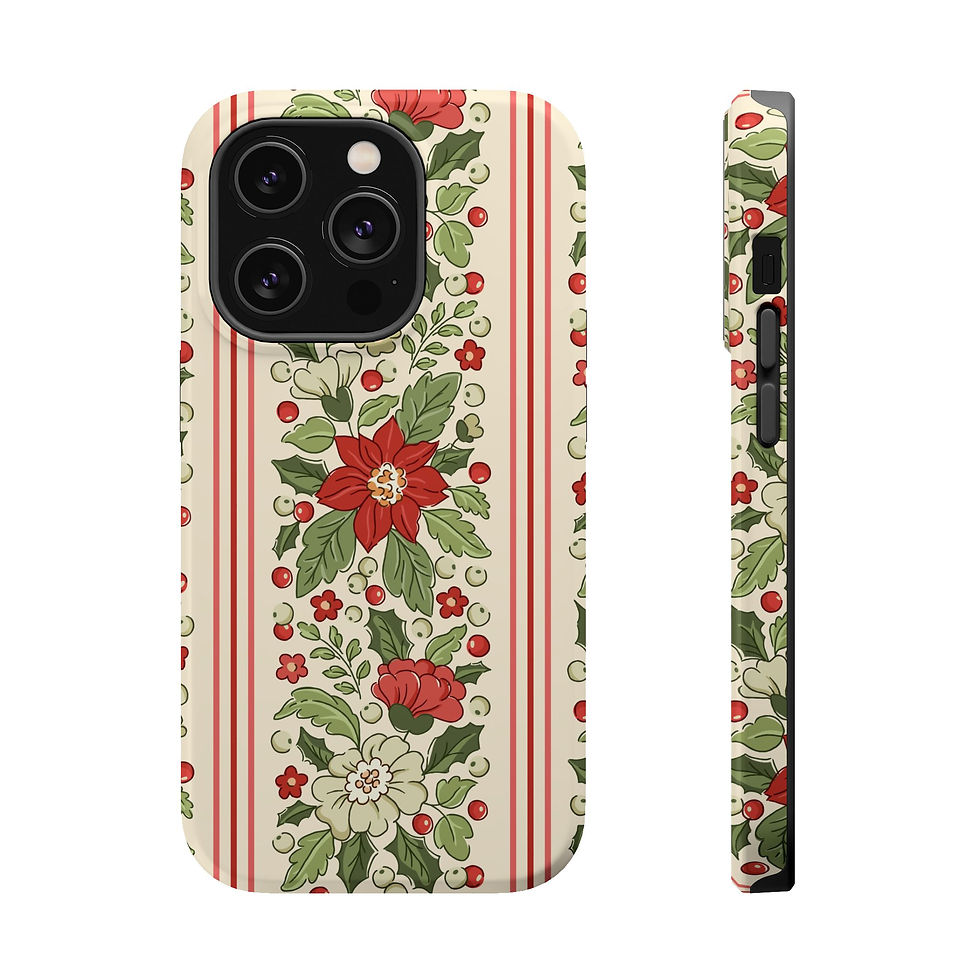 Thumbnail: Holiday Floral Design Magnetic Phone Case - Impact Resistant & Stylish