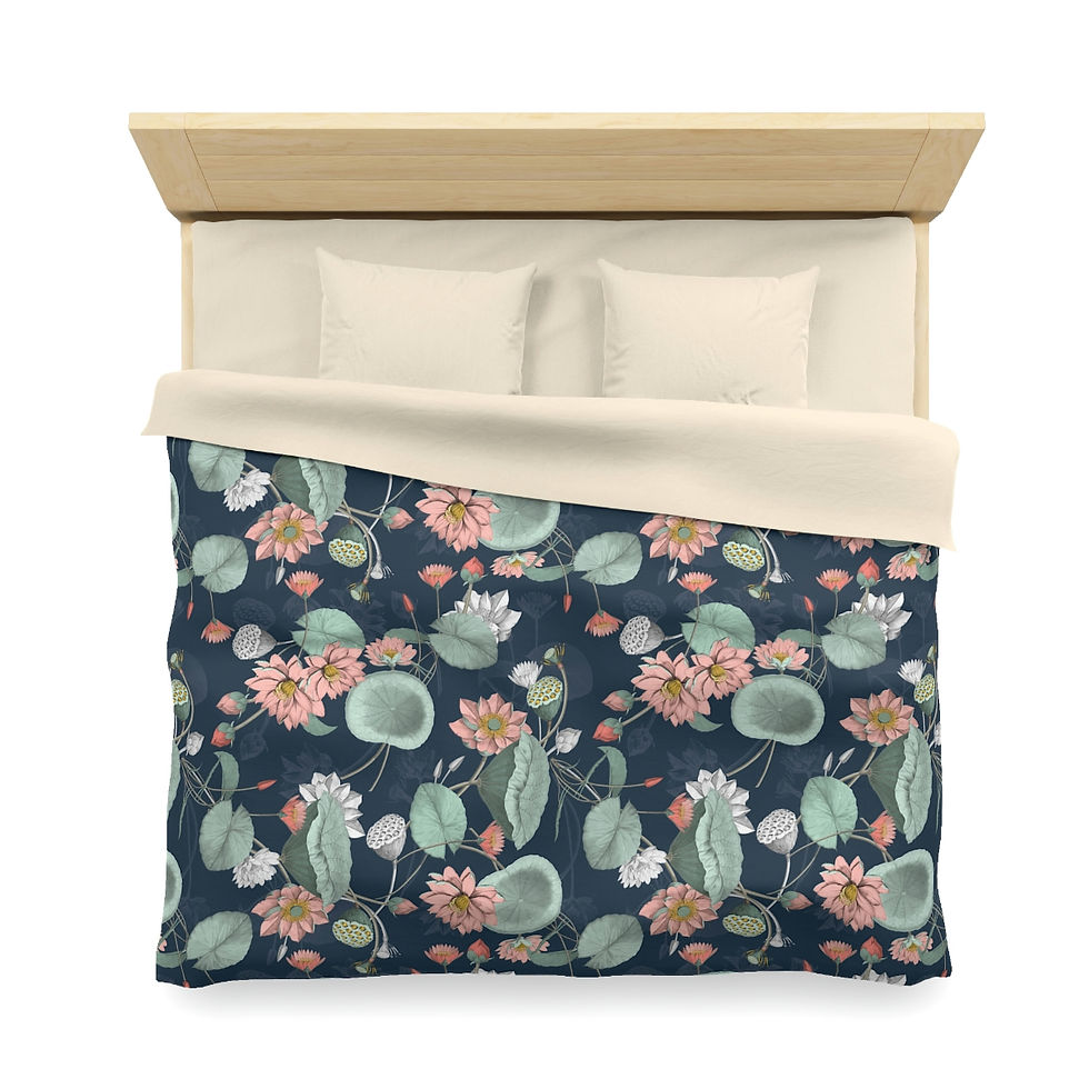 Thumbnail: Nelumbo (Midnight) Microfiber Duvet Cover