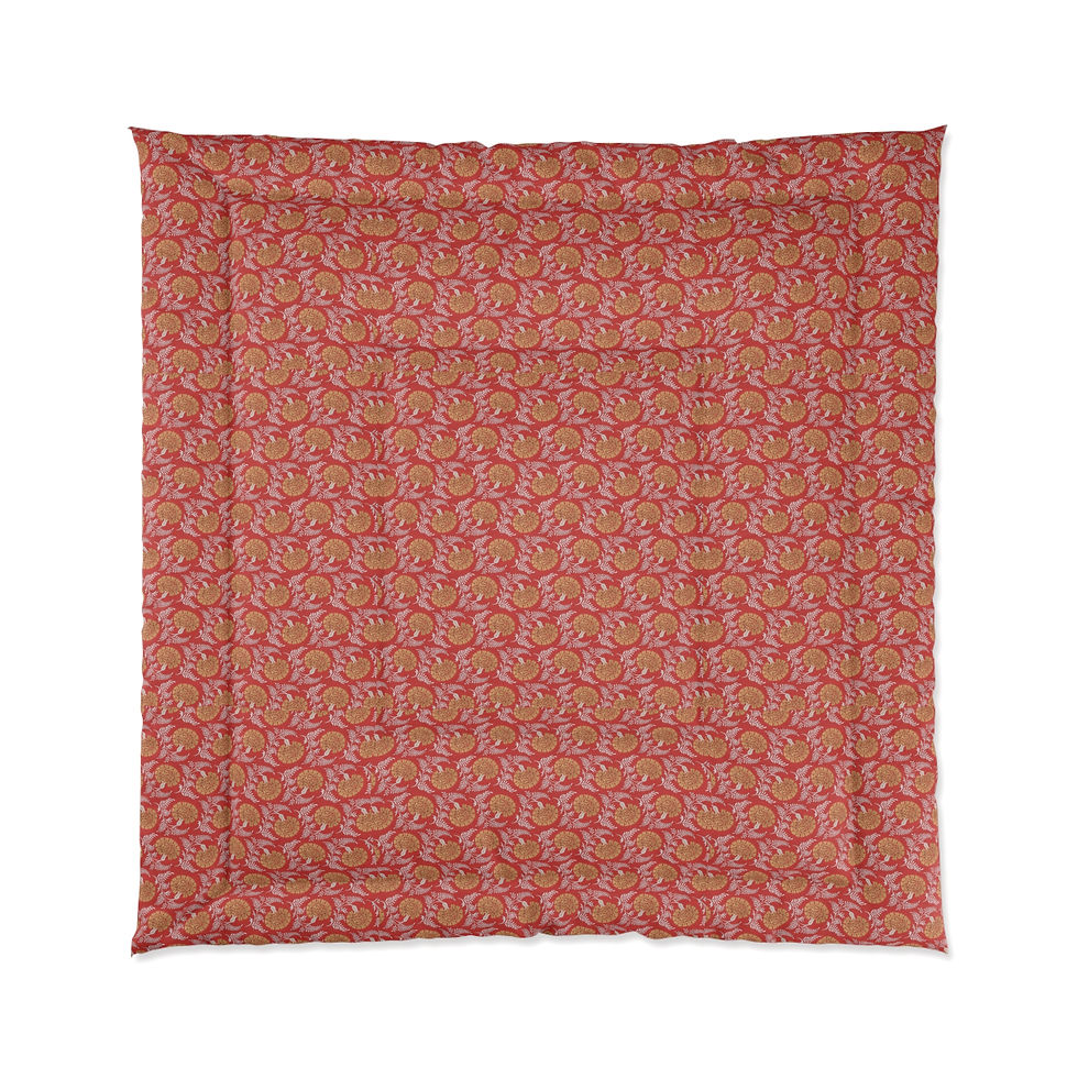 Thumbnail: Floral Coral Comforter – Boho Patterned Bedspread for Cozy Bedroom Décor