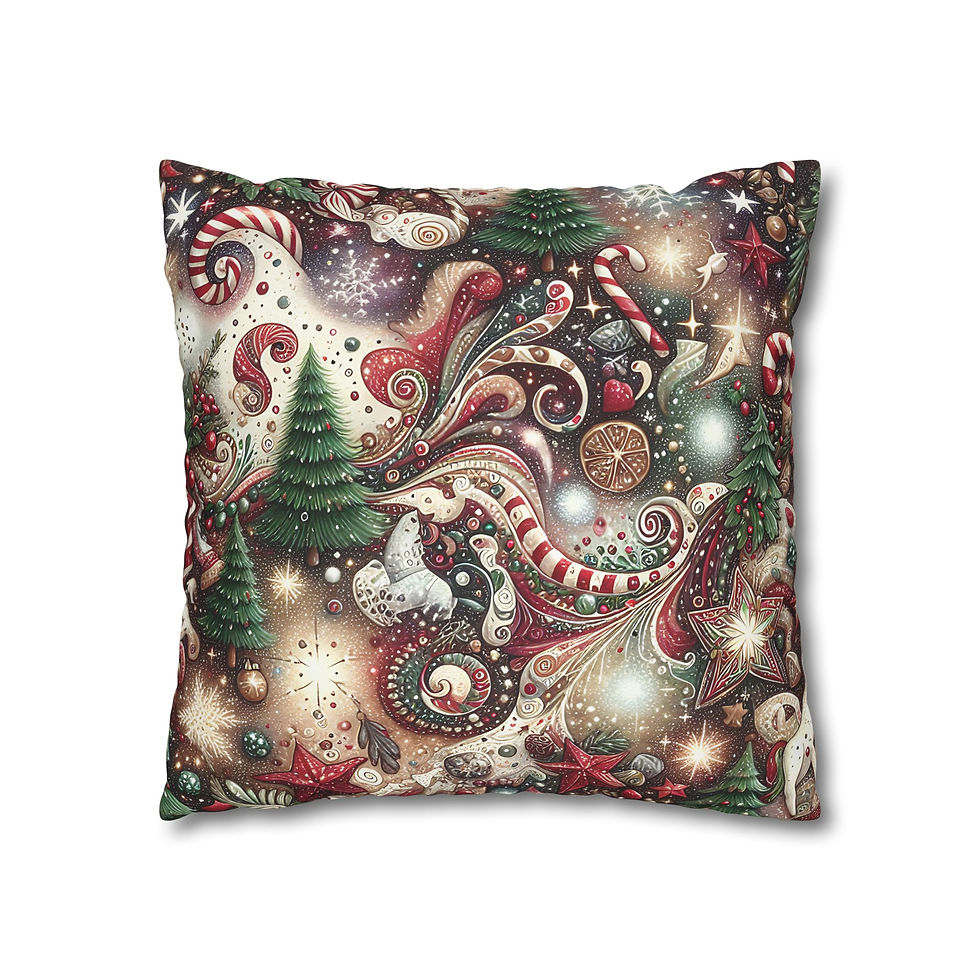 Thumbnail: Christmas Candy Swirl Square Pillowcase — Festive Holiday Design