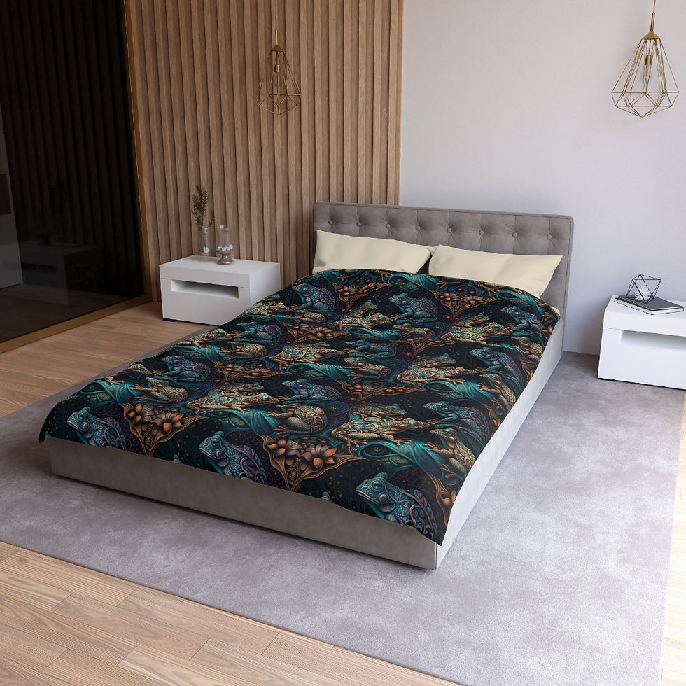 Thumbnail: Artistic Frogs #1 Microfiber Duvet Cover