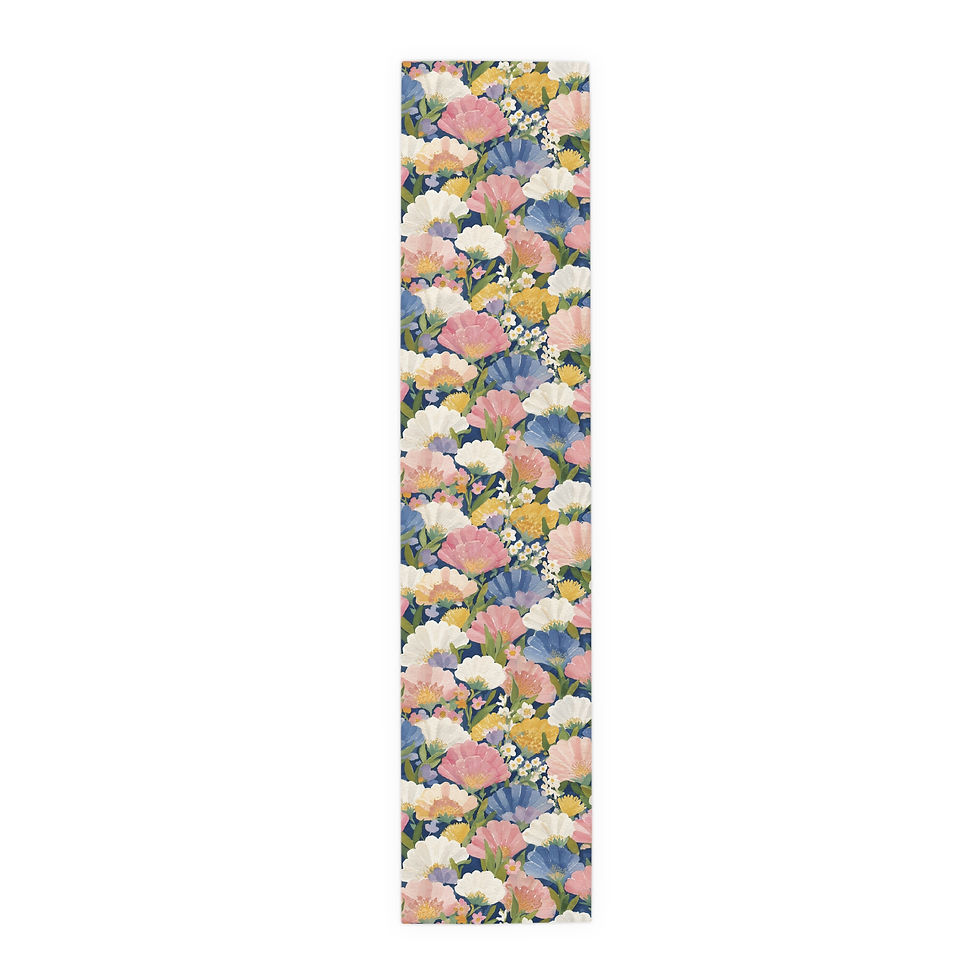 Thumbnail: Floral Sringtime Watercolor Table Runner — Pastel Peony & Anemone Dining Decor