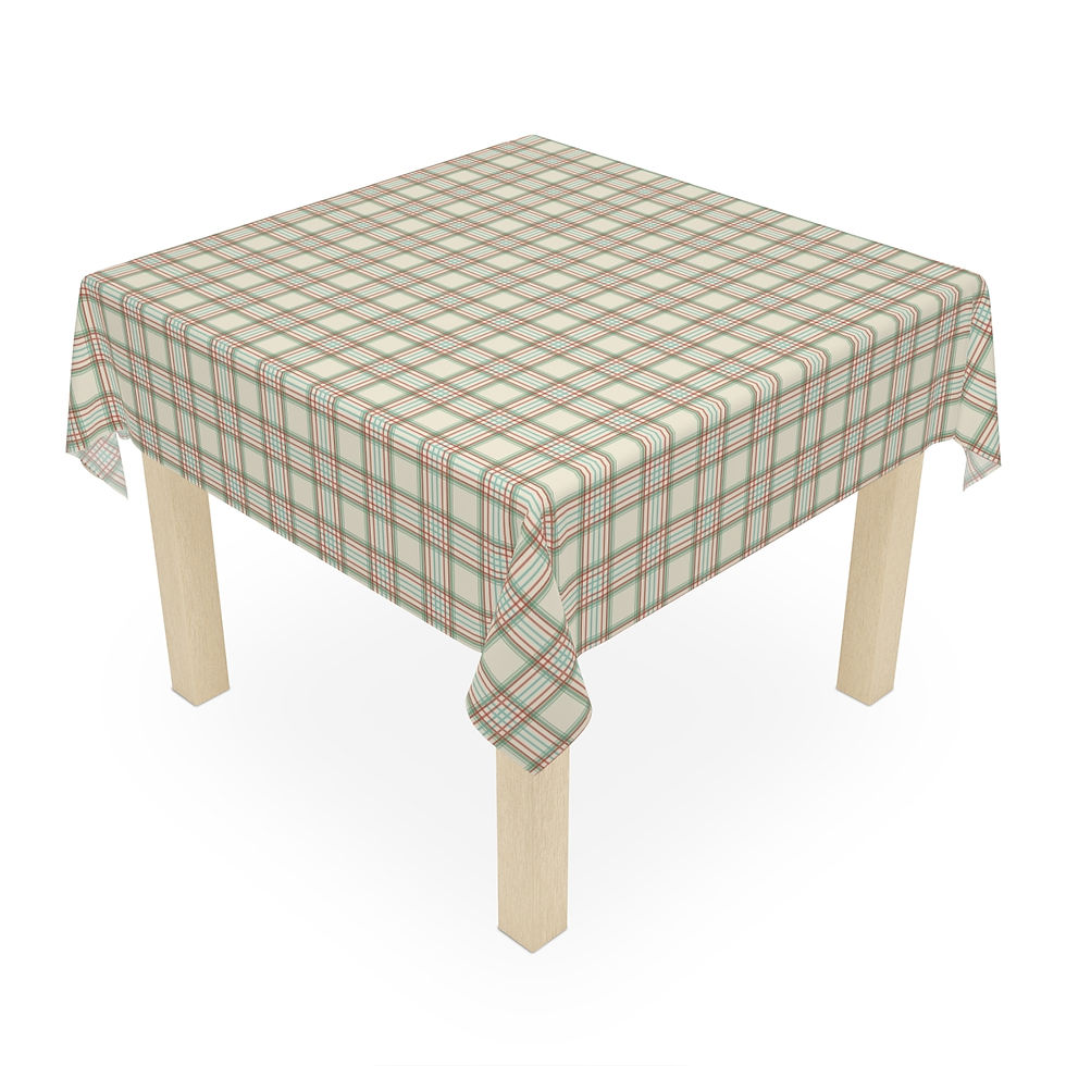 Thumbnail: Off White Sage/Blue/Red Plaid Tablecloth