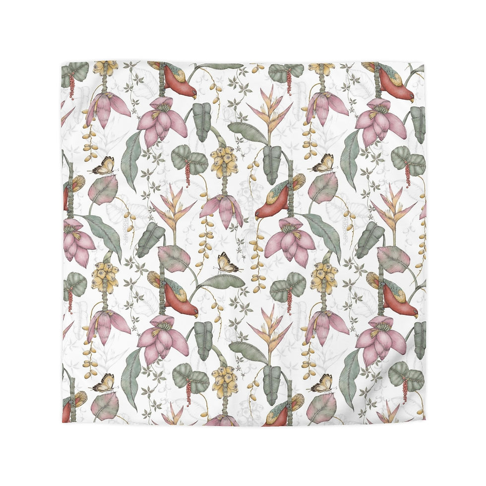 Thumbnail: Exotica II (White) Microfiber Duvet Cover