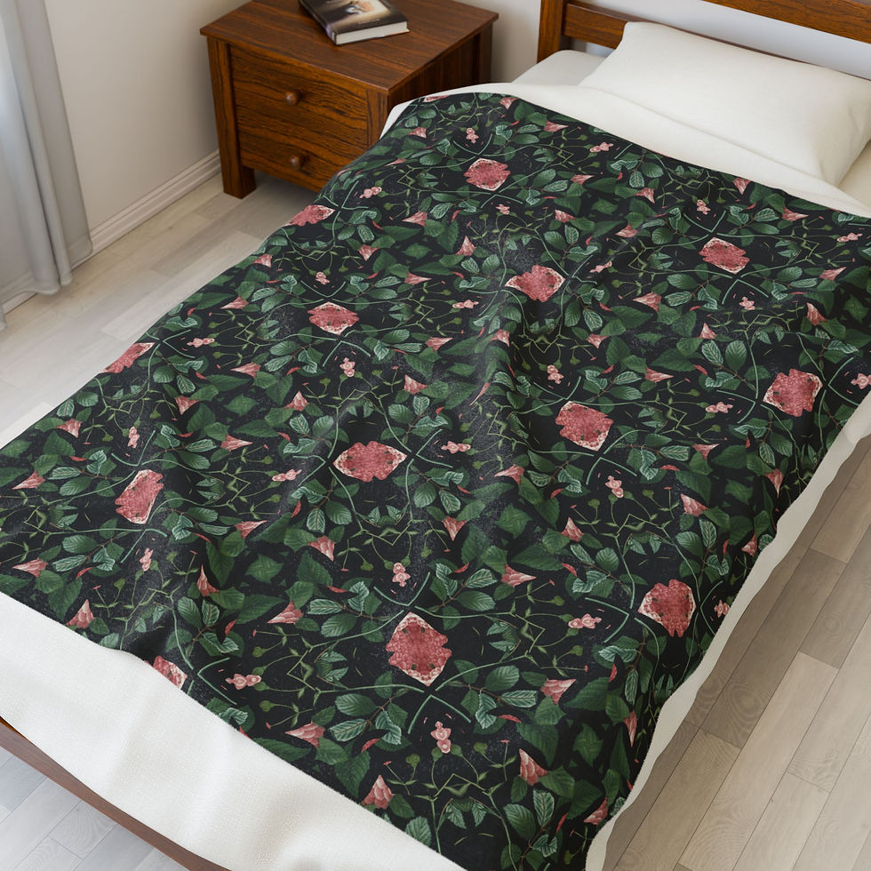 Thumbnail: Arabesque 16 Floral Velveteen Plush Blanket 