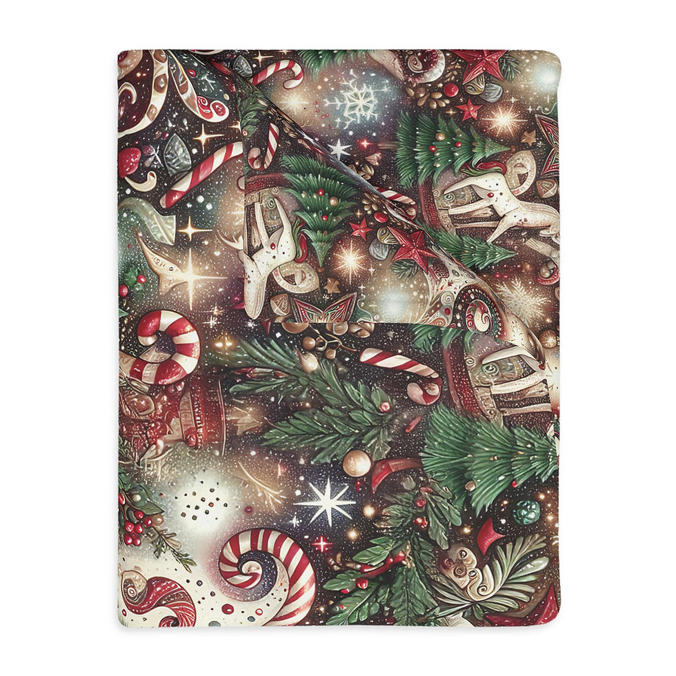 Thumbnail: Christmas Candy Cottage Blanket — Festive Holiday Velveteen Throw 