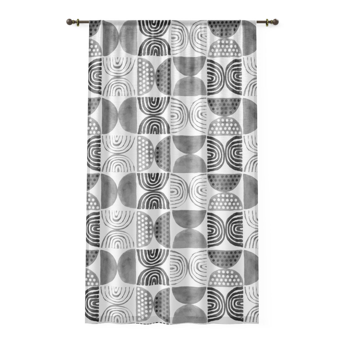 Circles and Shapes B/W Window Curtain
