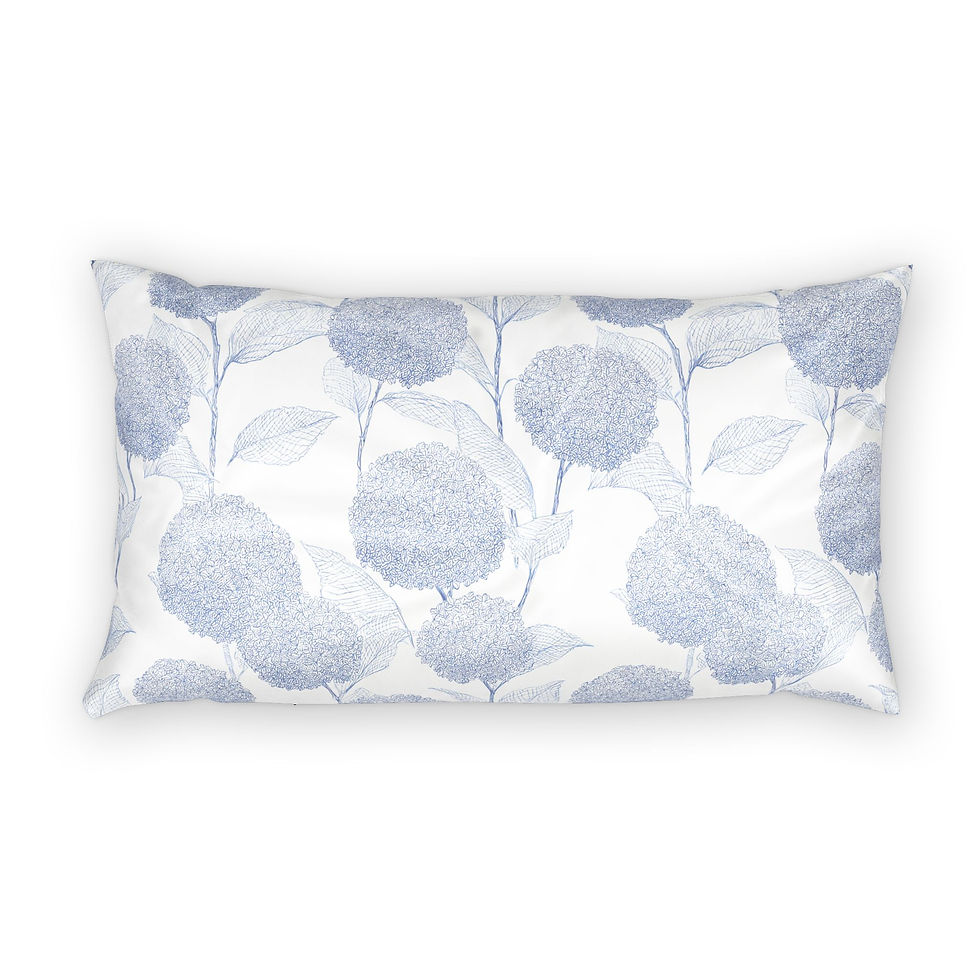 Thumbnail: Blue Floral Cotton Pillow Sham — Watercolor Peony Decorative Pillowcase