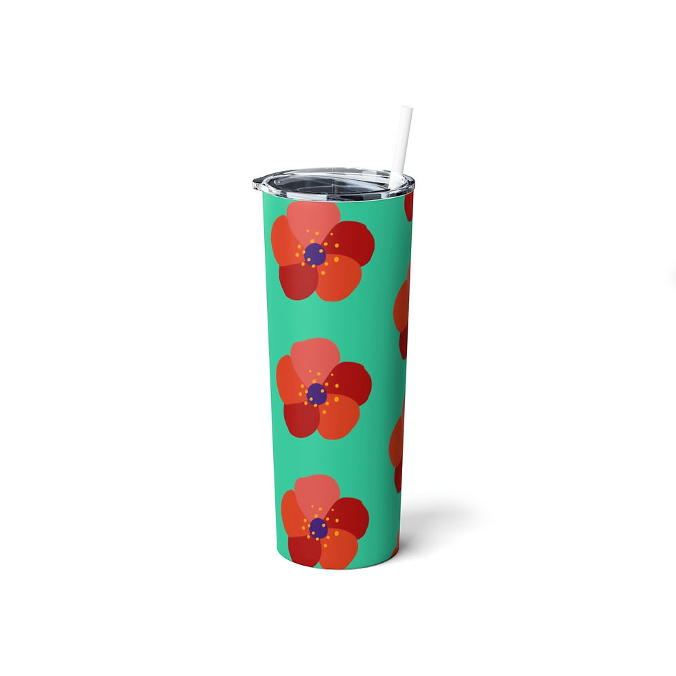 Thumbnail: Hibiscus Skinny Steel Tumbler with Straw, 20oz