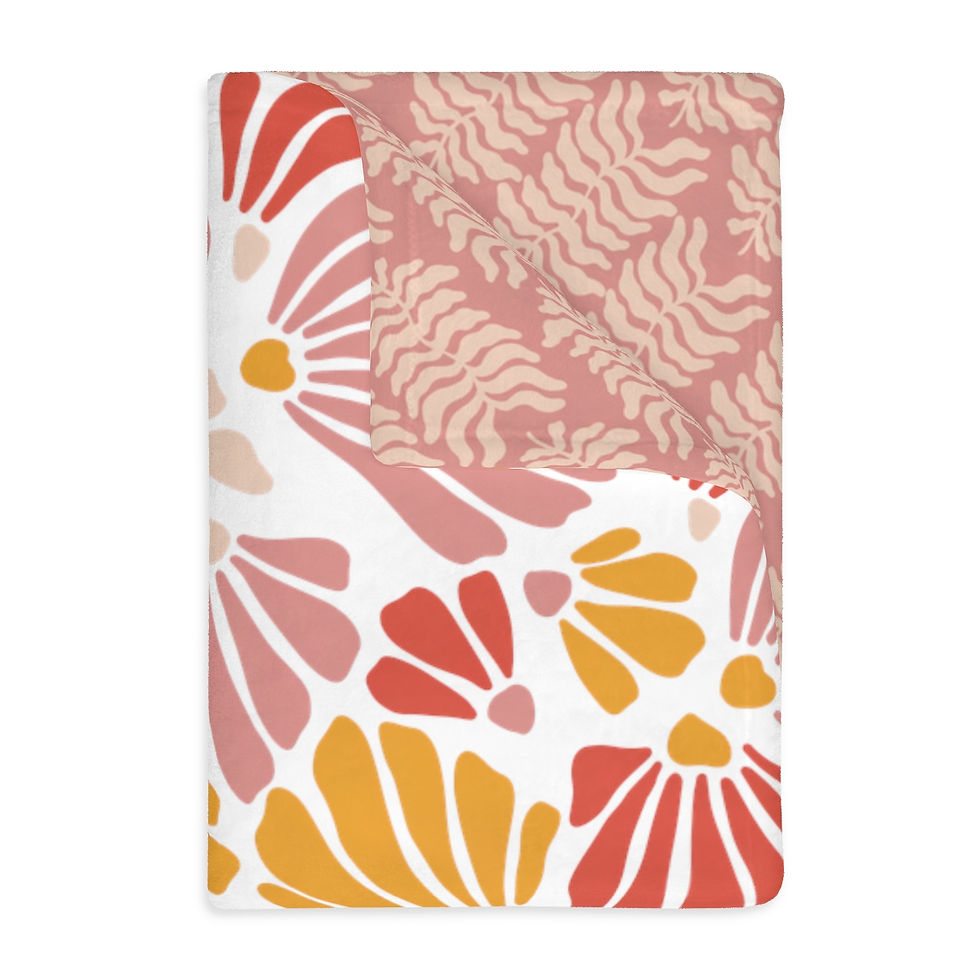 Thumbnail: Peach Shells Flowers Velveteen Minky Blanket (Two-sided print)