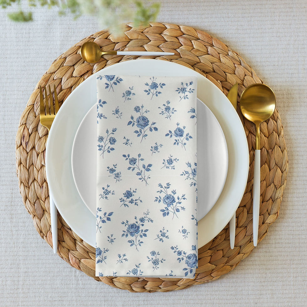 Thumbnail: Fanquare Blue Floral Cloth napkin set