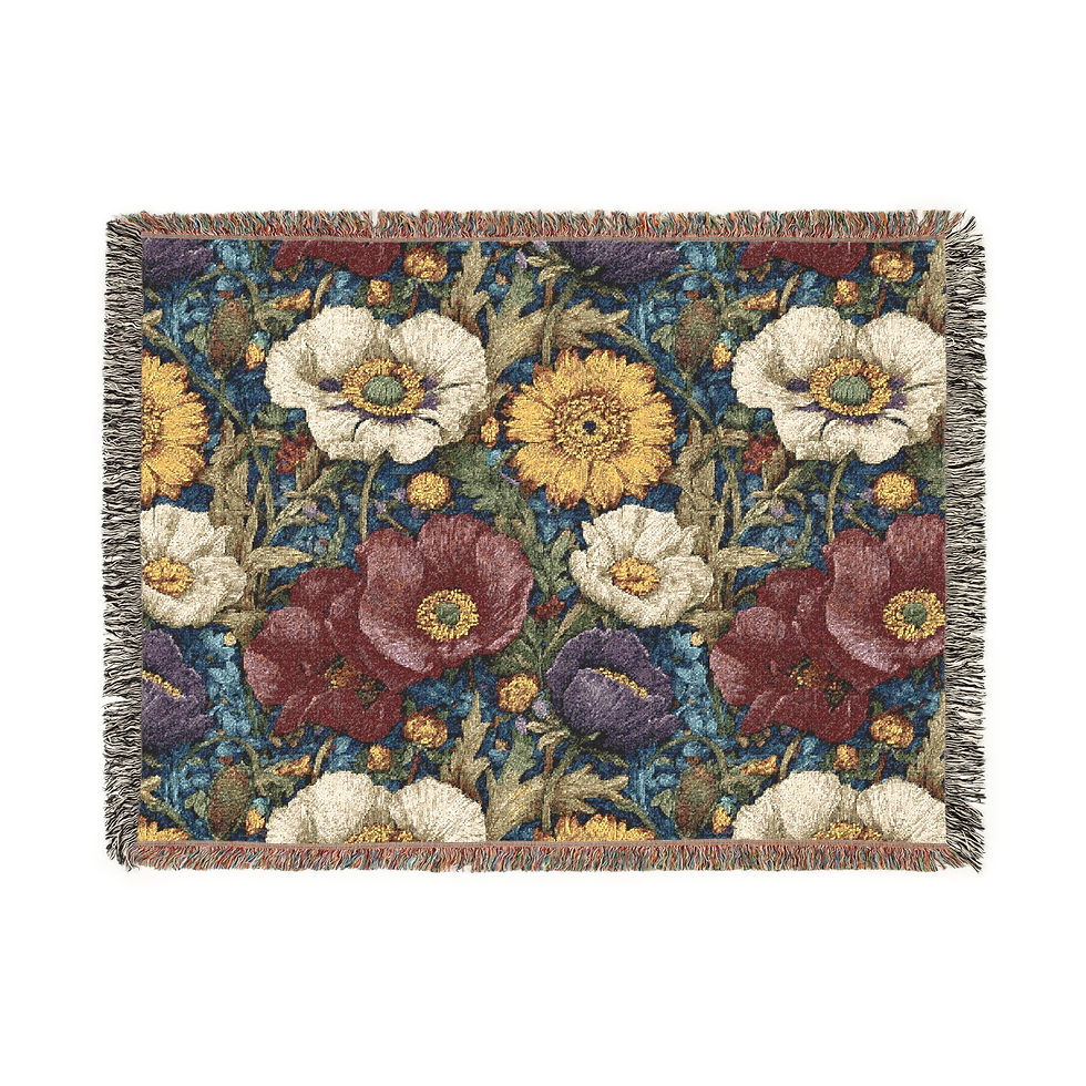 Thumbnail: Vintage Floral Woven Blanket