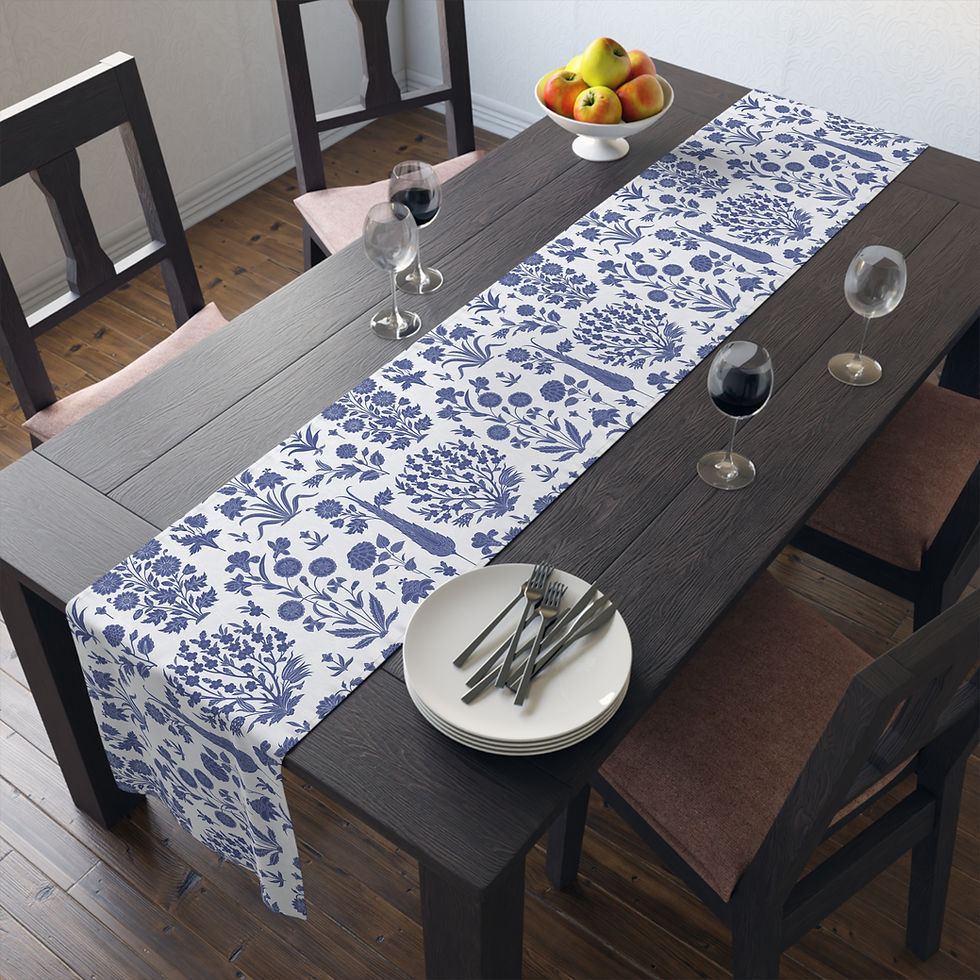 Thumbnail: Malabar Botanical Floral Table Runner - Elegant Cotton/Poly Home Decor