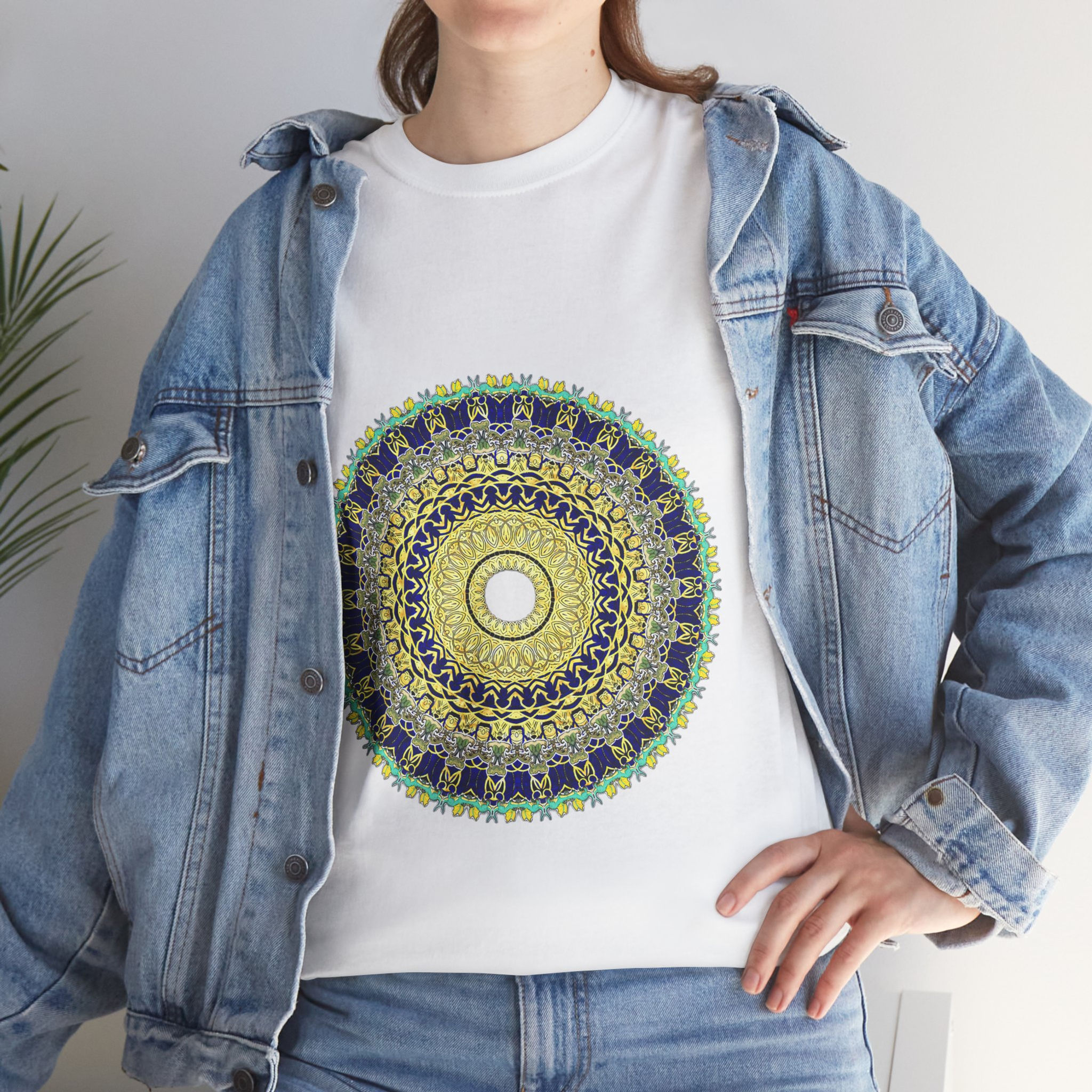 Bohemian Mandala Unisex Heavy Cotton Tee - Perfect for Relaxation and Festivals
