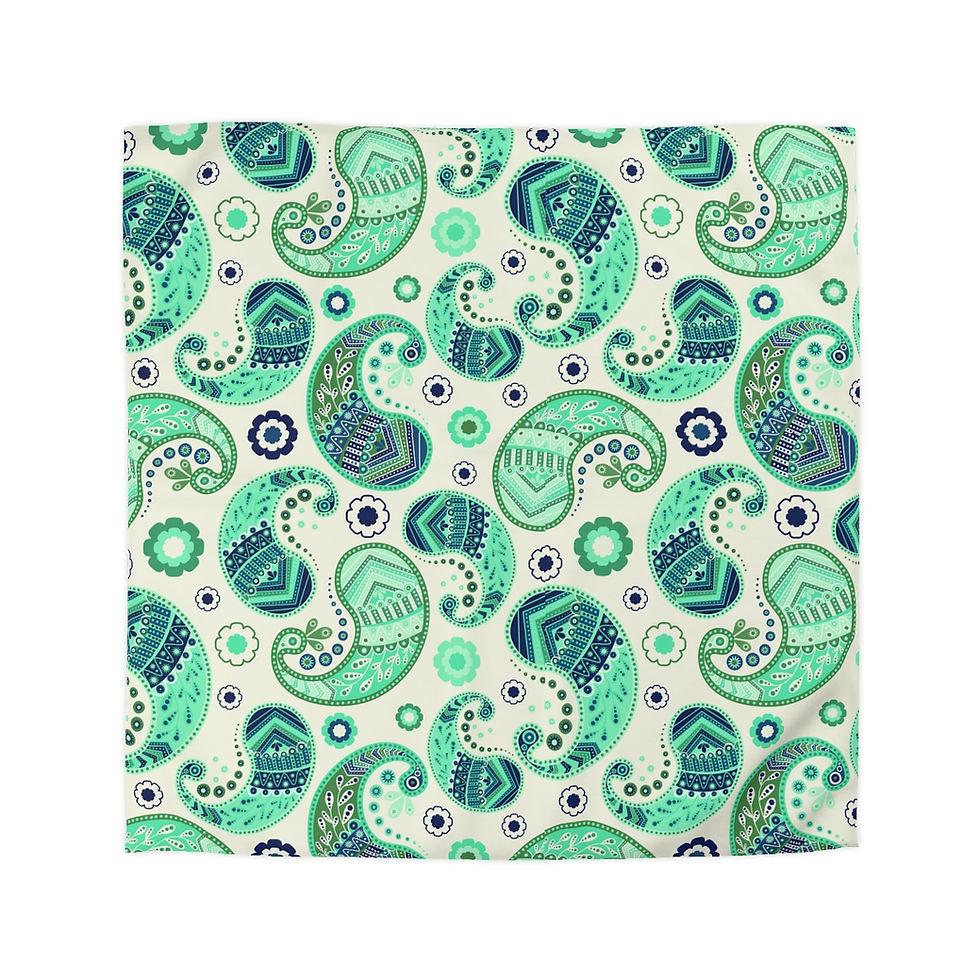 Thumbnail: Paisley Green Microfiber Duvet Cover