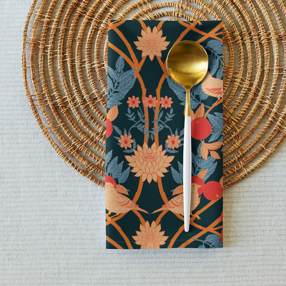Thumbnail: Morris Birds Orange Cloth napkin set