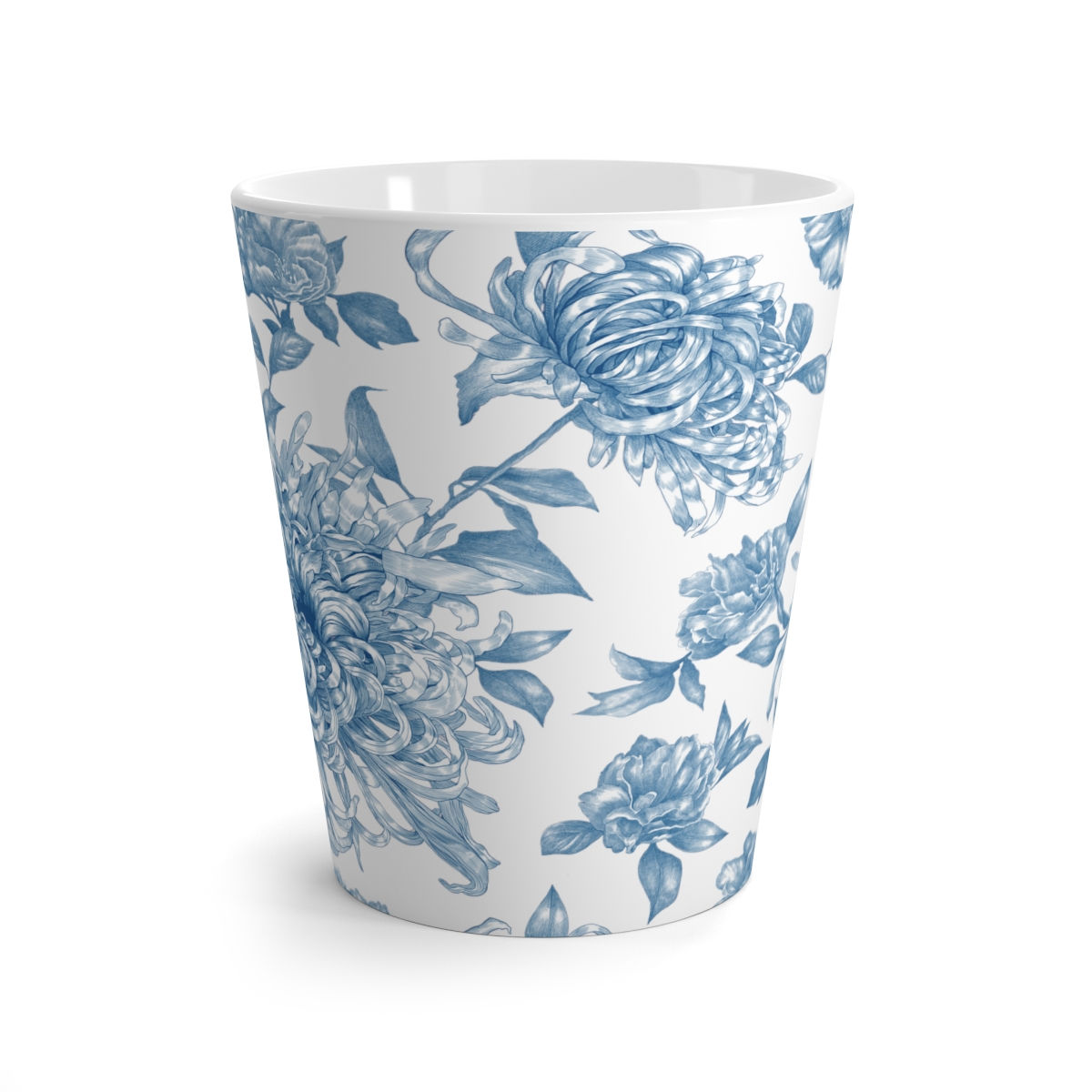Blue Peony Latte Mug