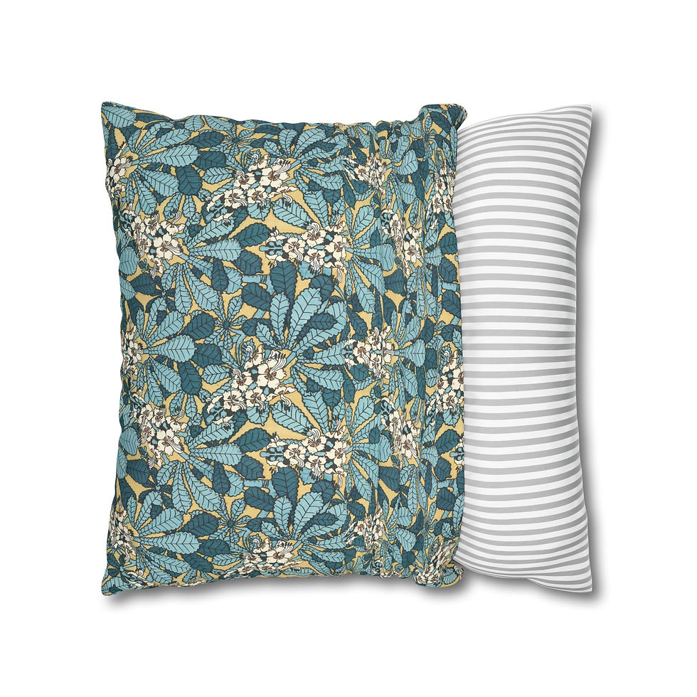 Thumbnail: Botanical Blue Floral Pillowcase — Square Decorative Throw Pillow Cover