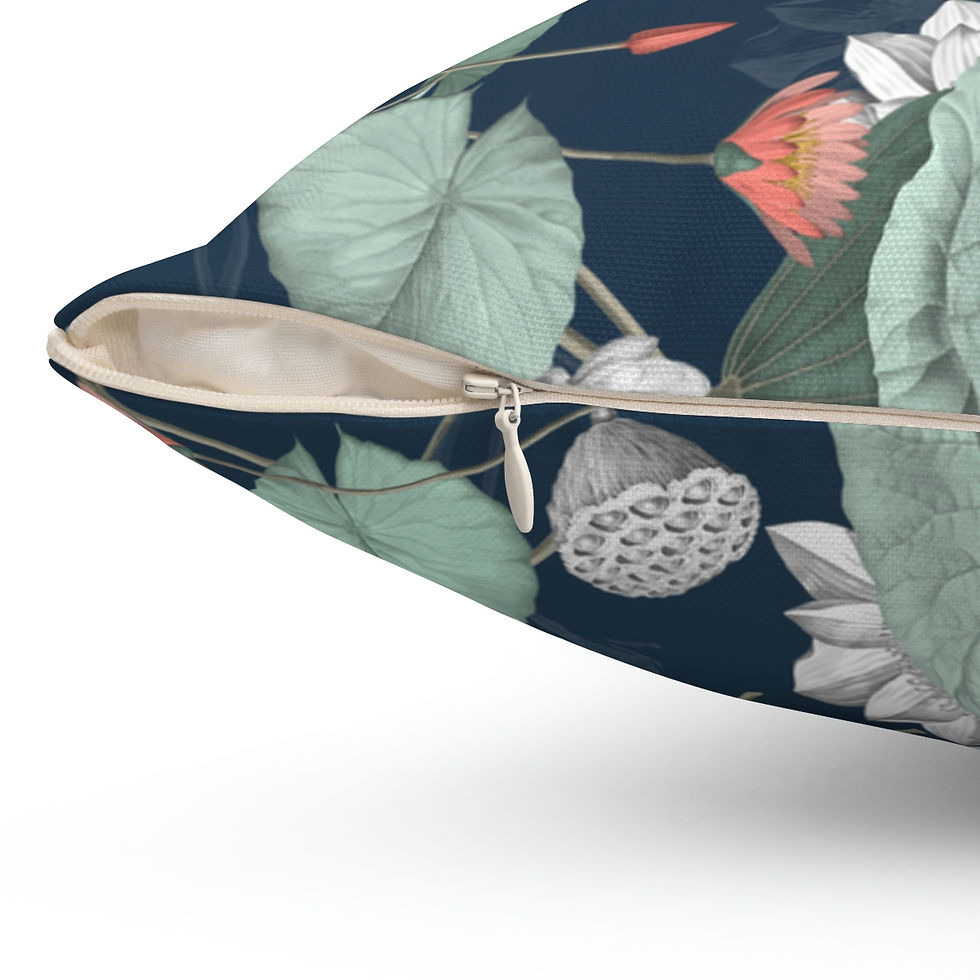 Thumbnail: Nelumbo (Midnight) Spun Polyester Square Pillow