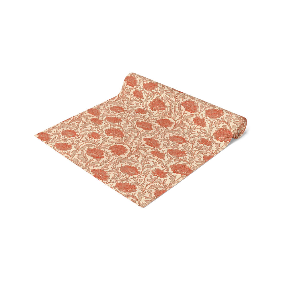 Thumbnail: Floral Rose Pattern Table Runner — Peach Vintage Botanical Dining Decor