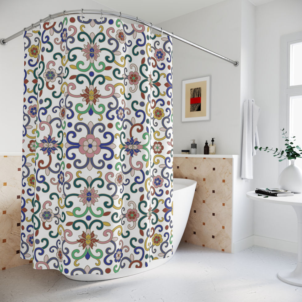 Thumbnail: Colorful Chinese Design  Floral Shower Curtain 