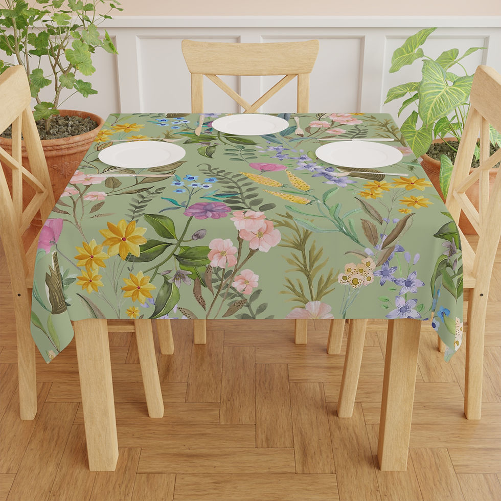 Thumbnail: Garden Floral (Pastel Green) Tablecloth - Perfect for Gatherings & Celebrations