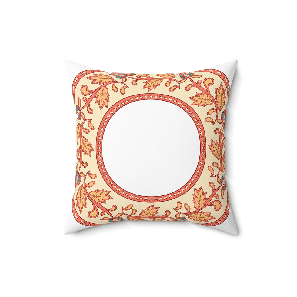 Thumbnail: Kalamkari Faux Suede Square Pillow