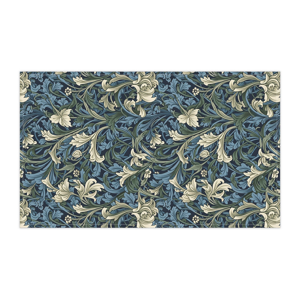 Thumbnail: William Morris Blue Floral Tea Towel — Vintage Botanical Kitchen Towel