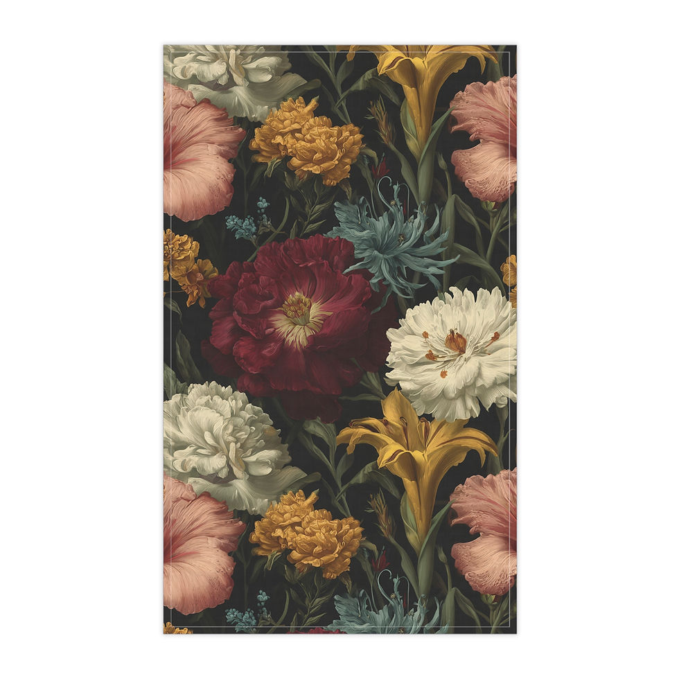 Thumbnail: Floral Vintage Tea Towel — Dark Botanical Kitchen Linen