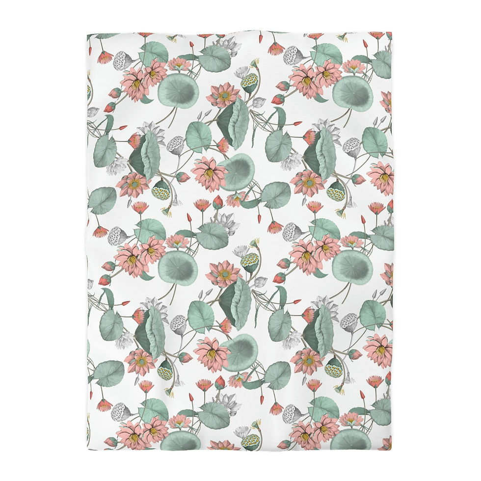 Thumbnail: Nelumbo (white) Microfiber Duvet Cover