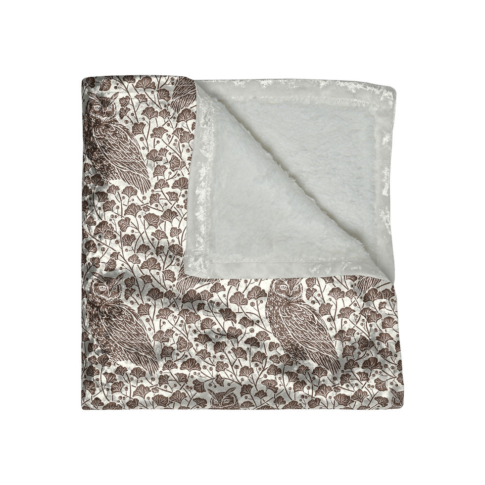 Thumbnail: Owls Crushed Velvet Blanket