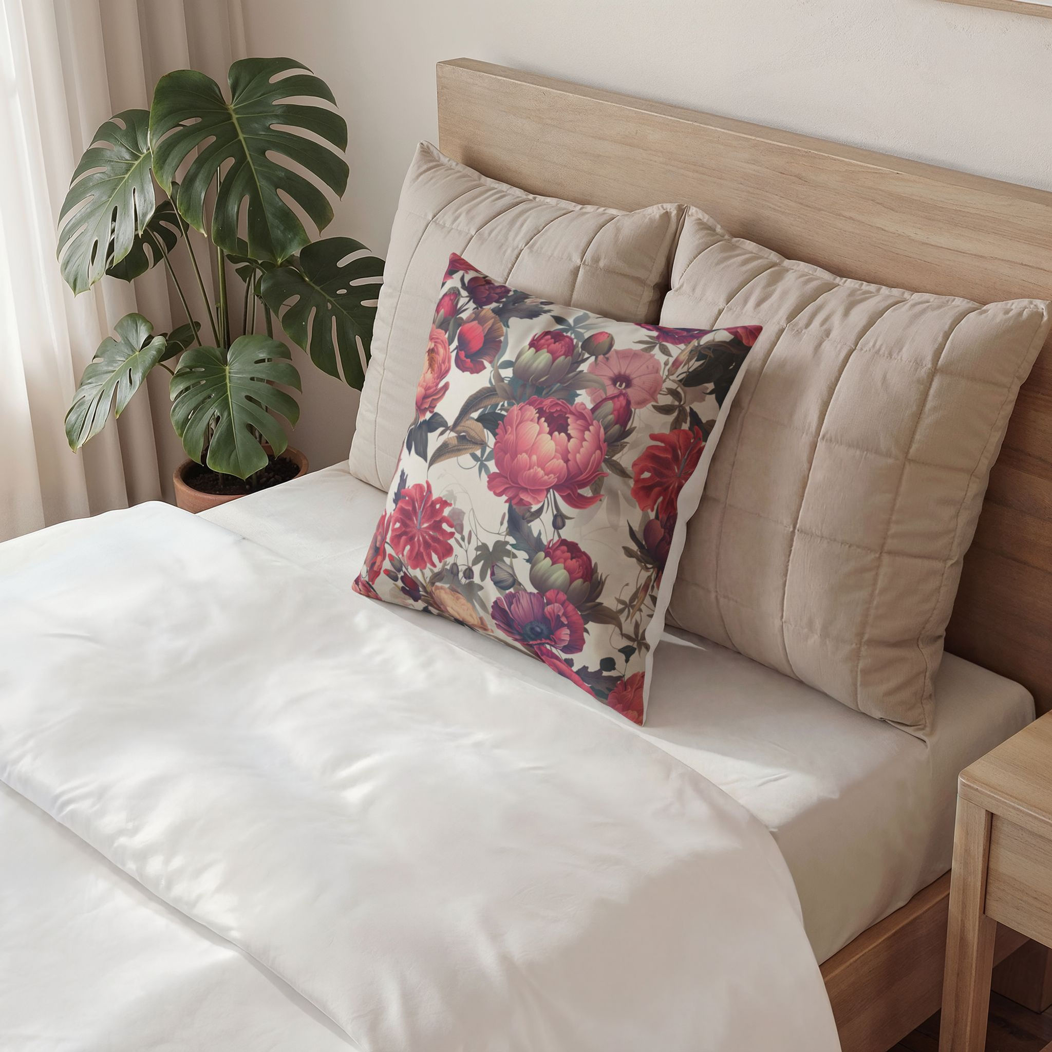 Luscious Roses Vintage Floral Velvet Pillow