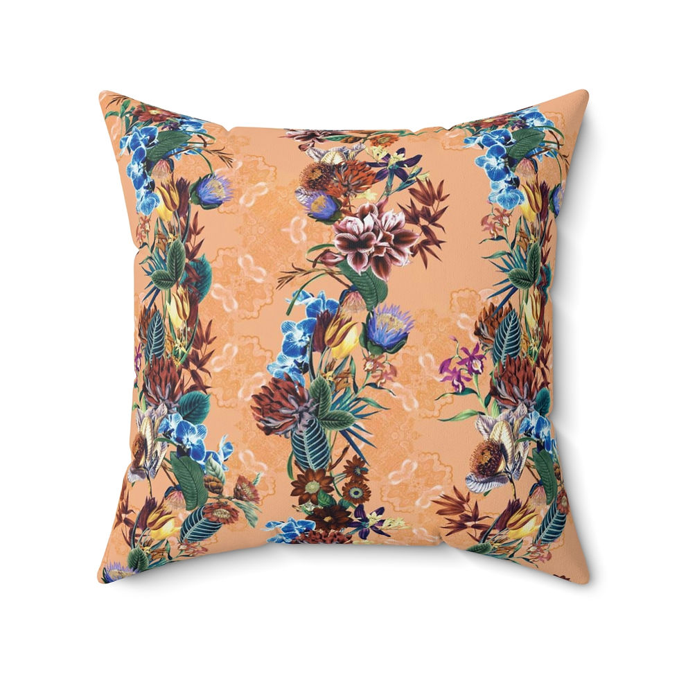 Thumbnail: Peachy Dark Garden Spun Polyester Square Pillow