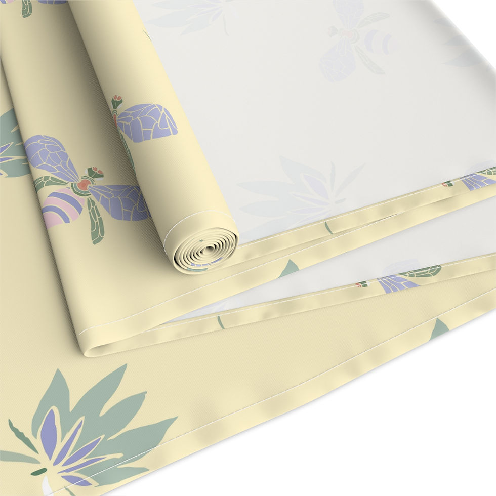 Thumbnail: Botanical Pastel Table Runner — Floral Leaf Pattern Cotton-Poly Blend