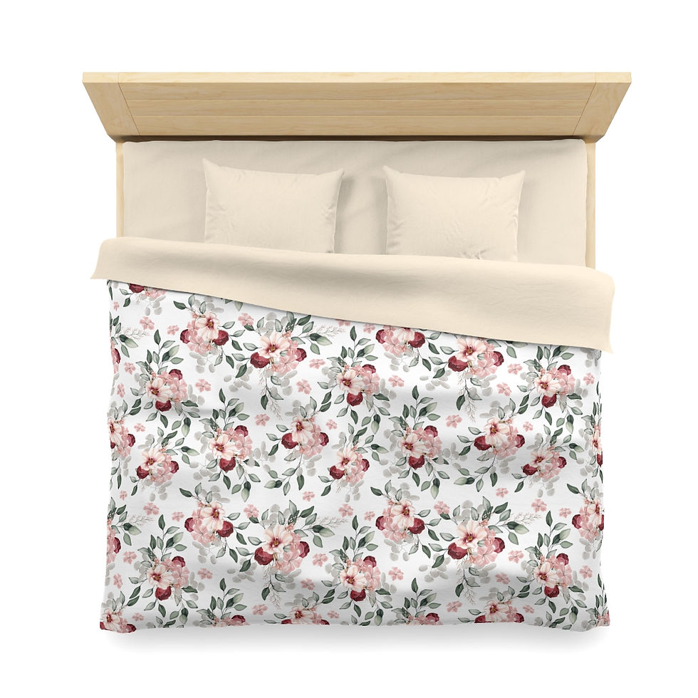 Thumbnail: Christmas Floral 3 Microfiber Duvet Cover