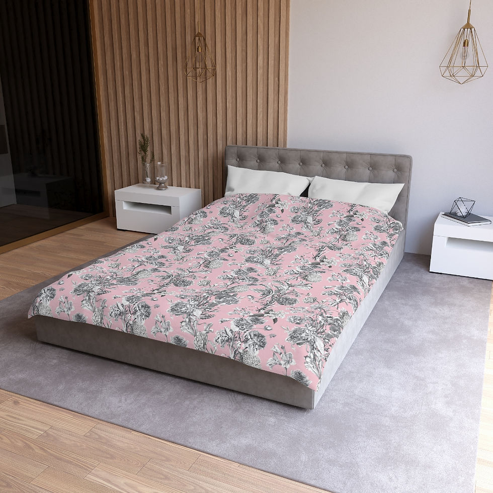 Thumbnail:  Toile Navy Blush Microfiber Duvet Cover
