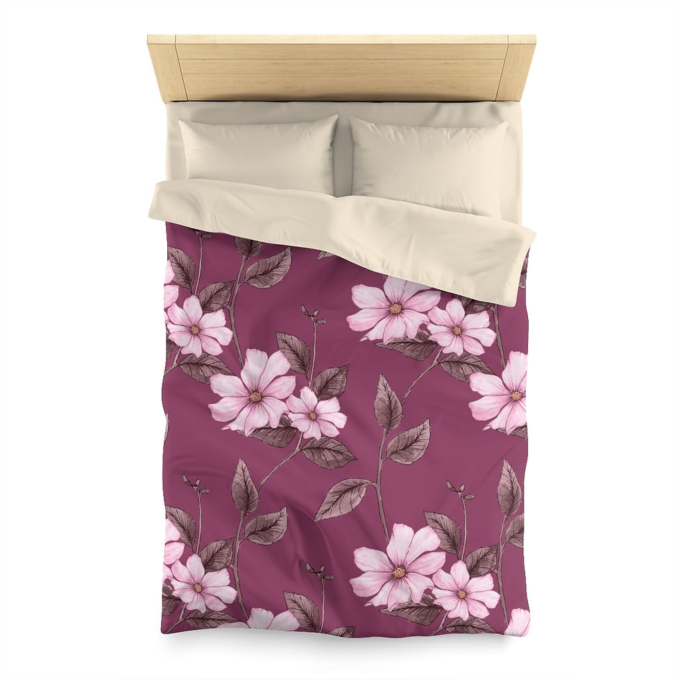 Thumbnail: Maroon and Pink Floral Microfiber Duvet Cover