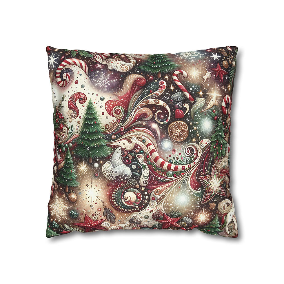 Thumbnail: Christmas Candy Swirl Square Pillowcase — Festive Holiday Design