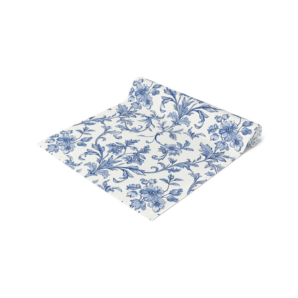 Thumbnail: Blue Chinoiserie  Table Runner, Perfect for Weddings, Dinner Parties, Home Decor