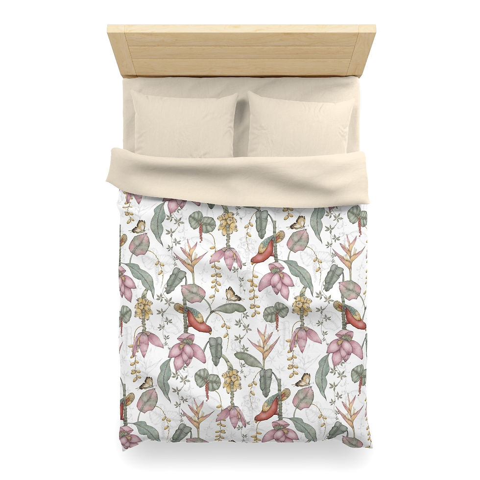 Thumbnail: Exotica II (White) Microfiber Duvet Cover