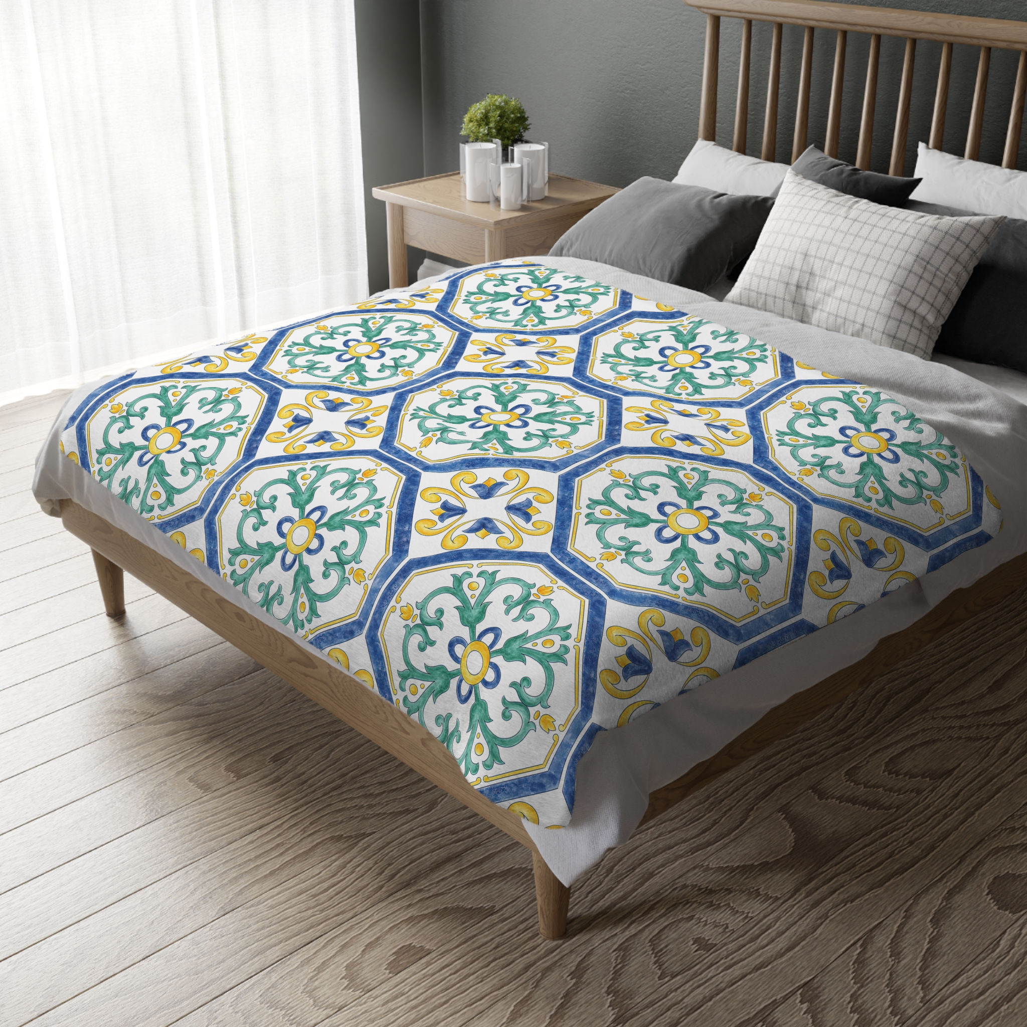 Italian Tile Velveteen Microfiber Blanket