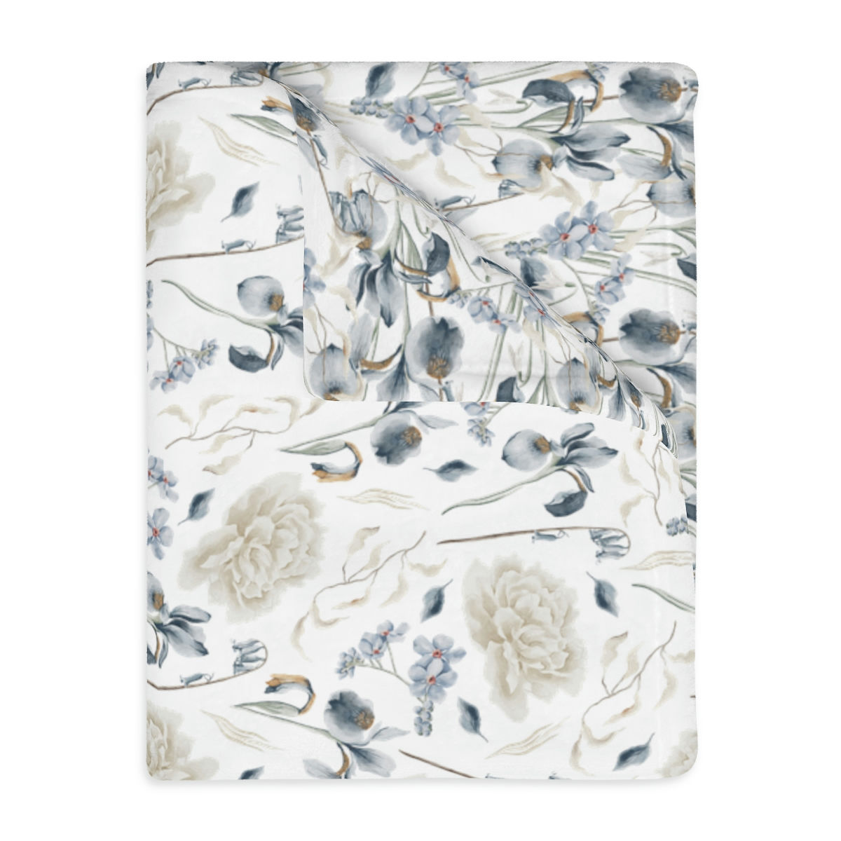Soft Blue Velveteen Minky Blanket (Two-sided print)