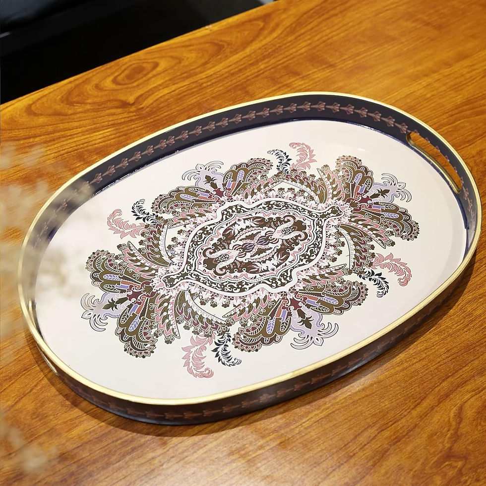 Thumbnail: Rectangle Plastic Serving Tray with Handles, Elegant Decorative Tray for Coffee