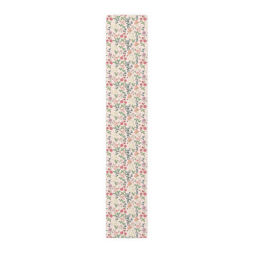 Thumbnail: Floral Bloom Pink Garden Table Runner — Pink Vintage Rose Cotton or Poly Blend