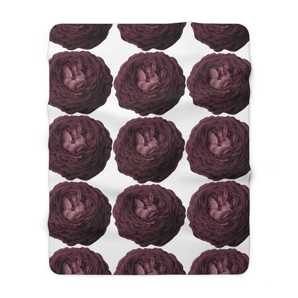 Thumbnail: Wine Peonies Sherpa Fleece Blanket